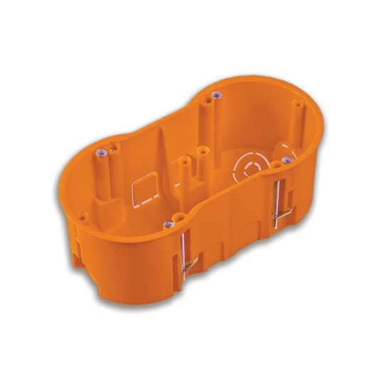 Montavimo dėžutė į gipsą pagilinta 2 vietų oranžinė PAWBOL