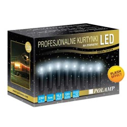 Girlianda varveklis profesionali 96LED 3000K +24 blyksintys LED 3000K 9.2W 5x0.7m 24 juost. IP65 juodas laidas, galima sujungti iki 10vnt.